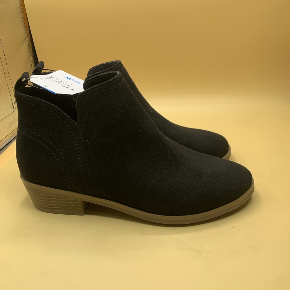New Womens Time And True Core Ankle Boots Bootie Black 8 1/2 Wide Shoes 8.5W